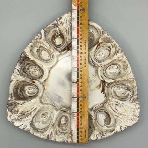 Vintage Nerikomi Technique Deviled Egg Serving Tray Plate Ceramic 1980s Handmade - Picture 7 of 7